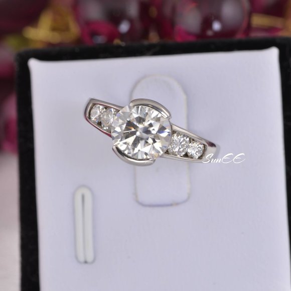Certified Moissanite Diamond  2.8ct Wedding Engagement Ring  6.5 - Picture 4 of 12